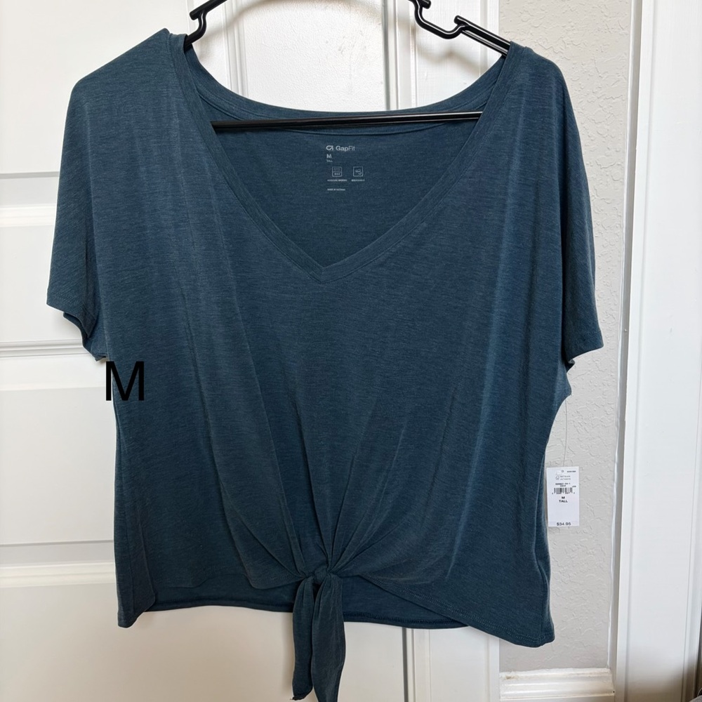 GAP Teal V-Neck Tie-Front Tee
